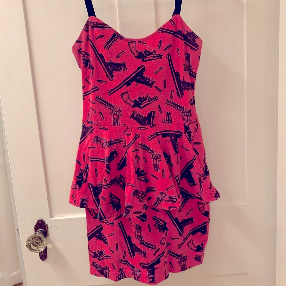 Betsey Johnson - Gun Print Peplum Dress